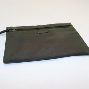 Coach Nylon Zip Pouch Olive Green Small Clutch Cosmetic Bag